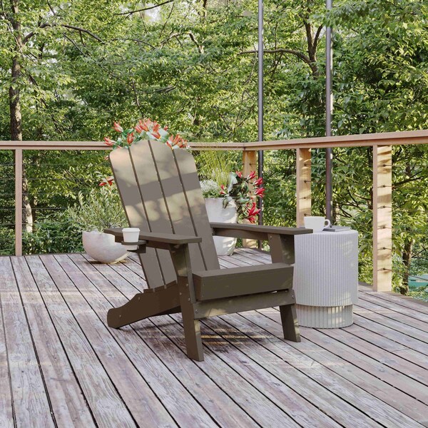 Flash Furniture Brown Adirondack Patio Chair with Cupholder LE-HMP-1044-10-BR-GG - main